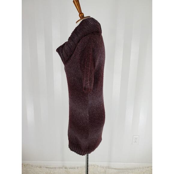 CATO Women's Plum Ombre Cowl Neck Short Sleeve Sweater Dress Sz S - Picture 3 of 9